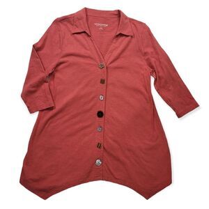Soft Surroundings Women's Danielle Statement‎ Button Down 3/4 Sleeve Top Size S